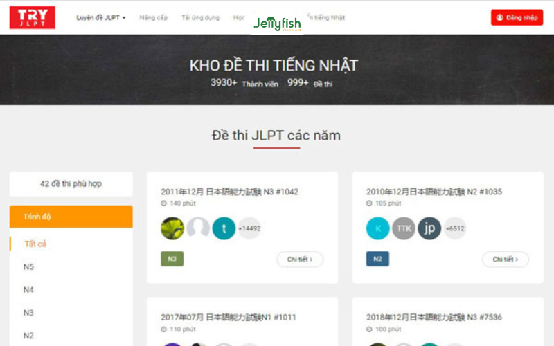 Trang web học tiếng Nhật TryJlpt